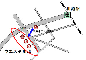 川越駅西口特定バス降車場地図